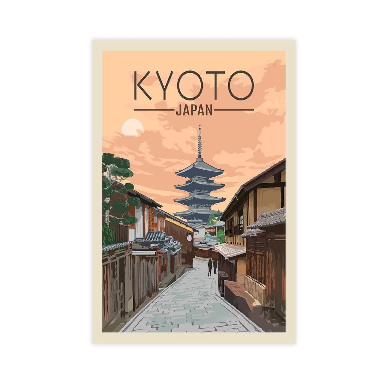 Kziwq T261 Metal Tin Sign Kyoto Japan Retro Decor Art Sign Home Kitchen Bar Cafe Club Cave Wall Decor Vintage Travel Sign 15X30cm