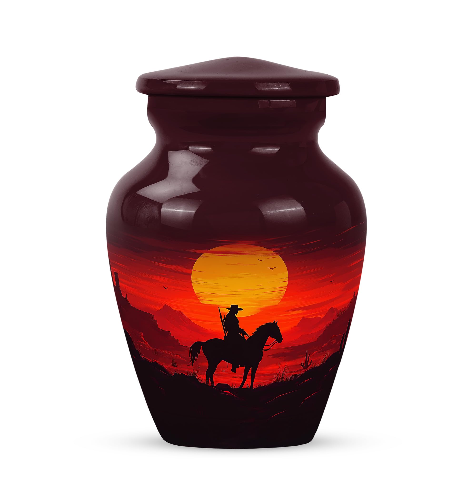 Cowboy Urn - Small Urn for Human Ashes Keepsake - Urn for Ashes Adult Male - Urn for Ashes for Women - Funeral Urns for Adult Ashes Women - Size 3 Inch, Pack of 1