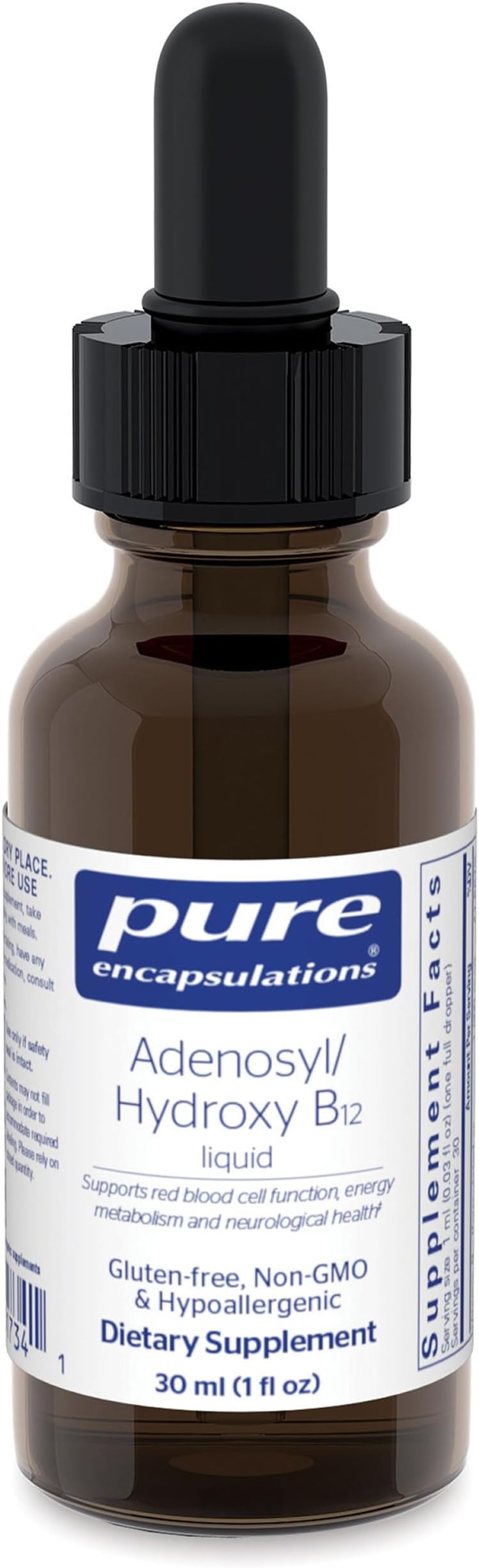 Adenosyl/Hydroxy B12 Liquid 30 mL - Supports Energy Metabolism & Neurological Health* - for Brain Support* - Gluten Free - Vegan - 1 Fl Oz