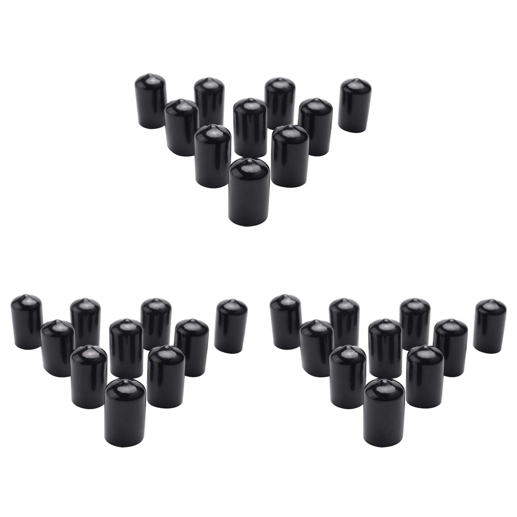Jnchdghwa 30Pcs Rubber End Caps 16mm ID PVC Round Tube Bolt Cap Cover Thread Protectors Black