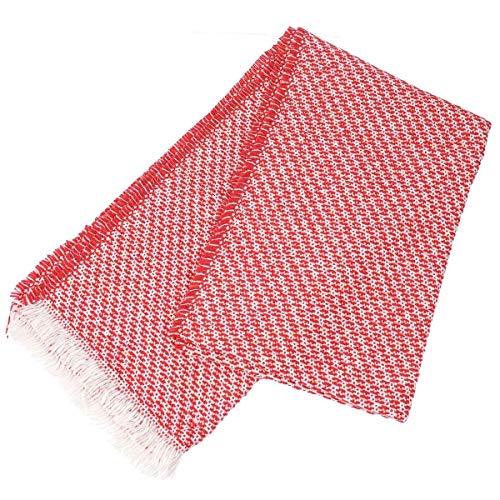 Écharpe chaude motif treillis rouge à pompons pour vos sorties citadines hivernales