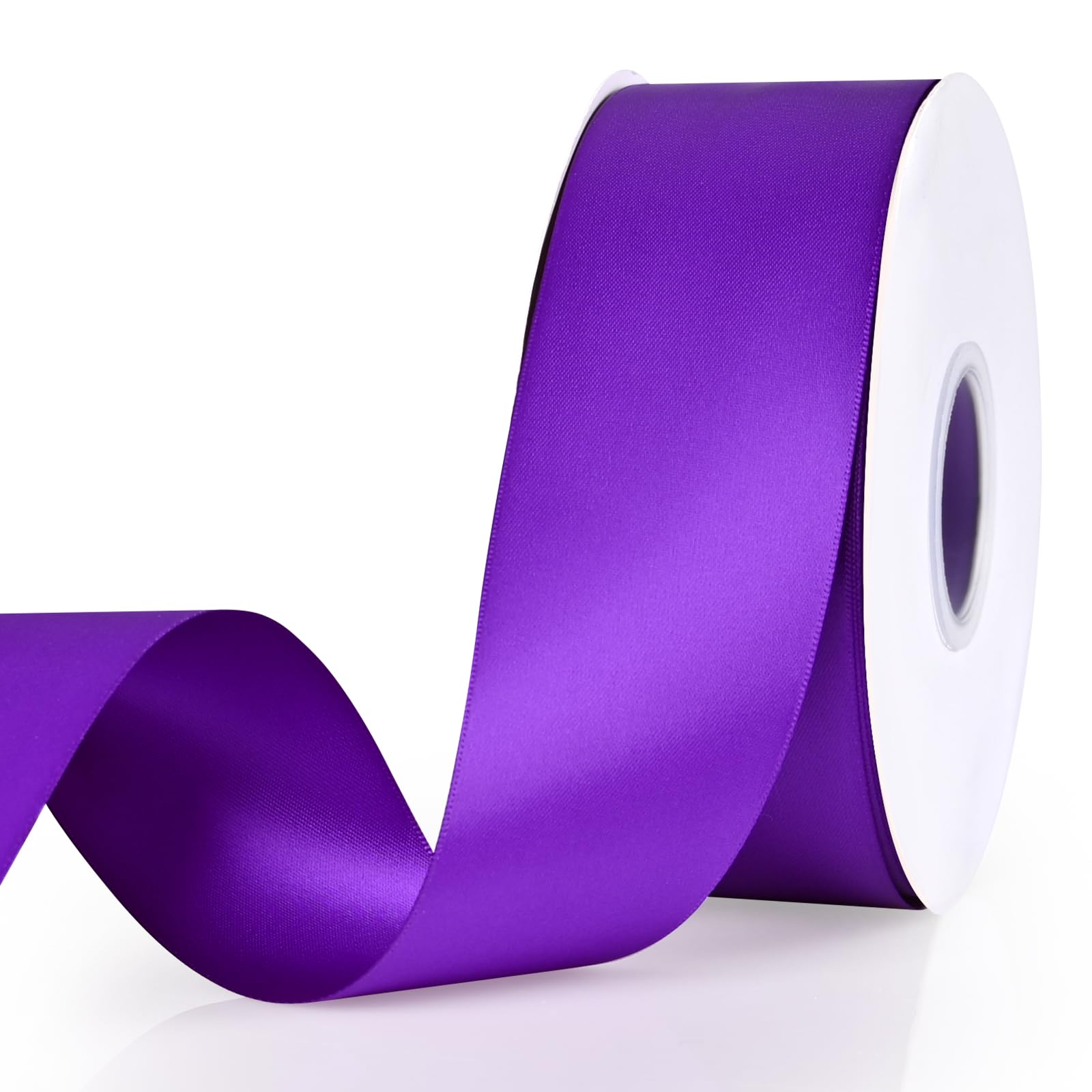Showin Purple Ribbon, Double Face 2 Inch x Continuous 50 Yards Purple Satin Ribbon for Gift Wrapping, Wedding Decoration and Floral Bouquets