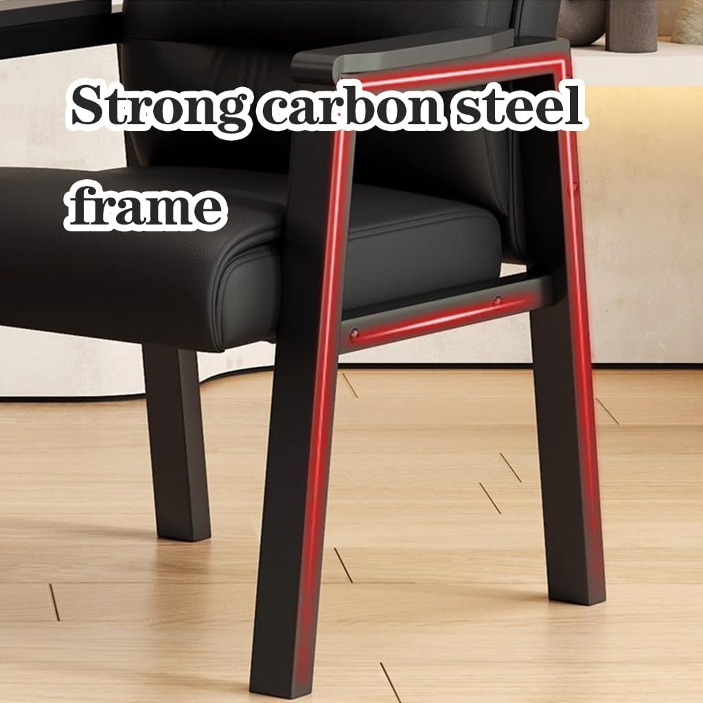 MEHWSUR Waiting Room Chairs Leather Reception Chairs with Armrests,Upholstered Sofa Accent Chair Meeting Conference Armchair Guest Seats for Home Office(Black)
