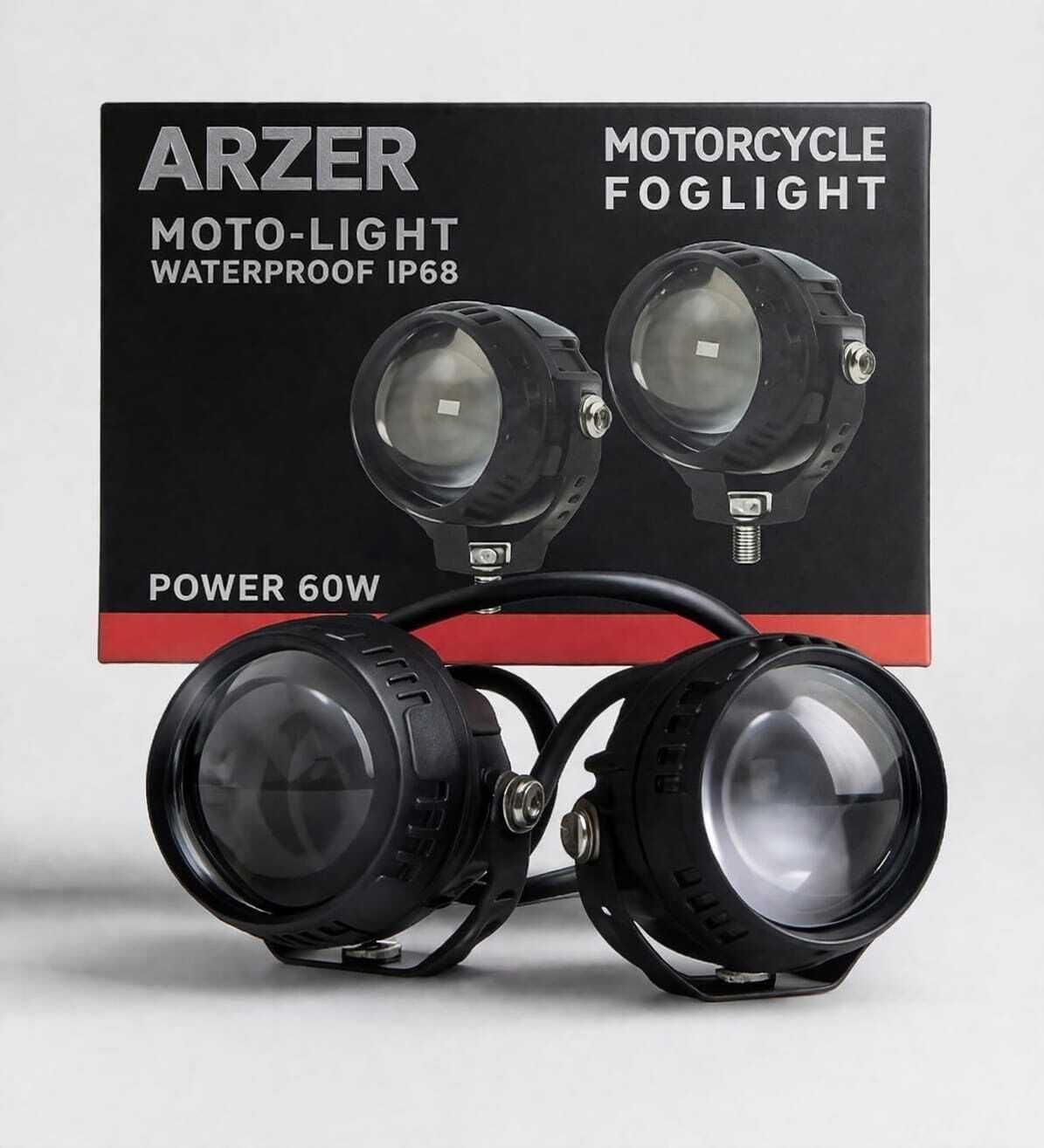 ARZER 12V LED Projector Fog Light (White & Yellow) for Bike & Car Pack of 2-image-47