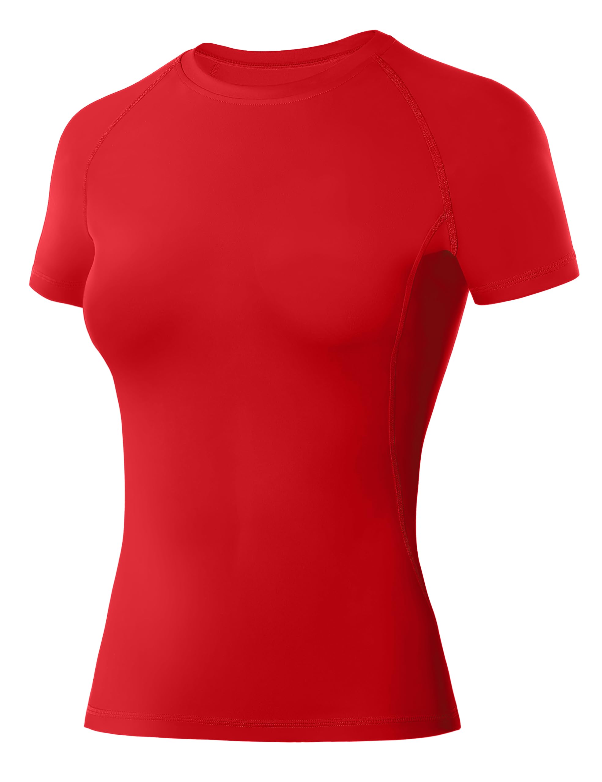 Roadbox Damen Kompressionsshirt Kurzarm Funktionsshirt, Atmungsaktiv Sport T Shirt für Gym Laufen Yoga & Fitness