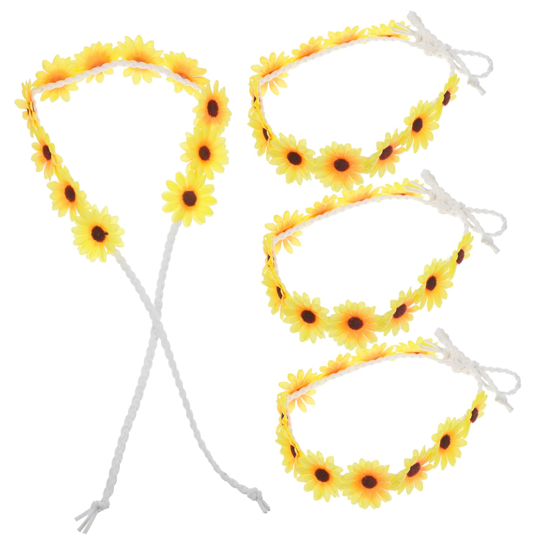 Housoutil 20 Piezas Girasol Cuerda Para El Cabello Guirnalda De Flores Tiara Lazos Para El Cabello Banda Para La Cabeza Bandas Para El Cabello Trajes De Niña Decoración Del Cabello Diadema