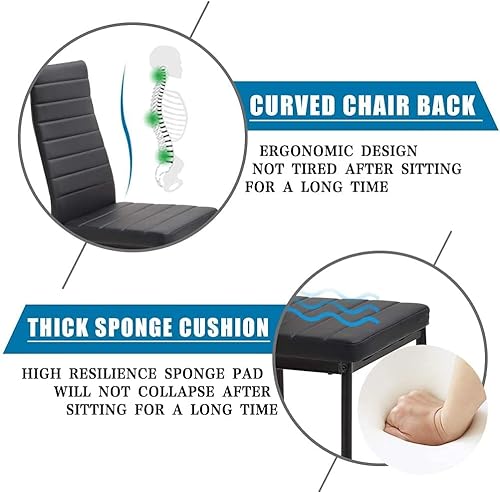 Miniatura 3 de Juego de mesa de cocina de 4 piezas para sala de estar muebles del hogar rectangular moderno casual juego de mesa y silla color negro