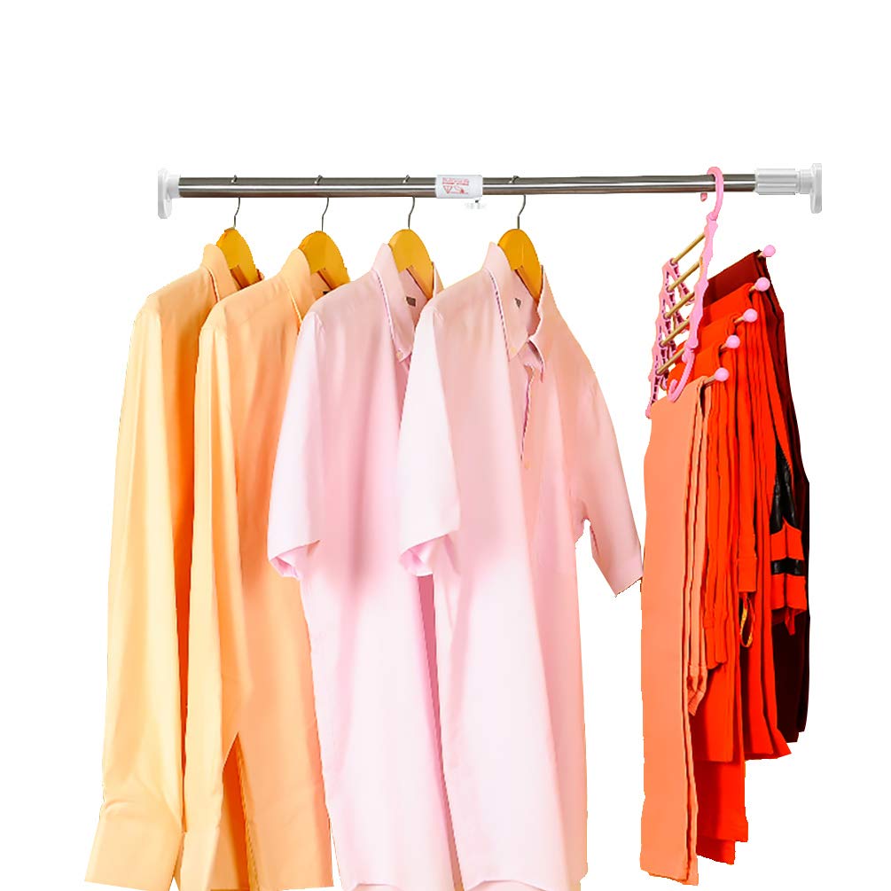 BAOYOUNI Extendable Shower Curtain Rod Straight Oval Head Window Curtain Tension Rail Bar Metal Clothes Hanger (70-120CM, Ivory Oval Head)