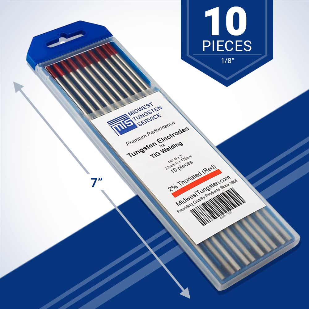 10pcs Red Color Code 175mm Thorium Tungsten Electrode Head Tungsten Needle/rod F