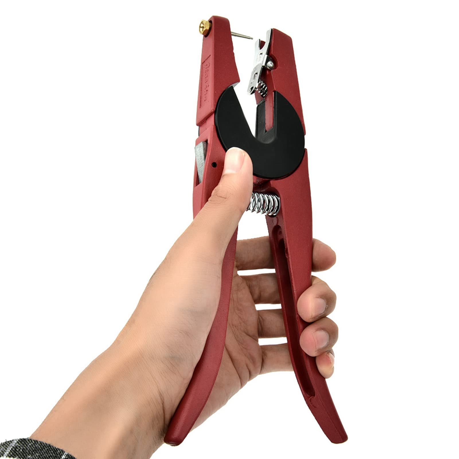 Pinza Resistente per Etichette Auricolari, Impugnatura Ergonomica, con Clip a Molla e Perno di Ricambio, per Bovini e Suini