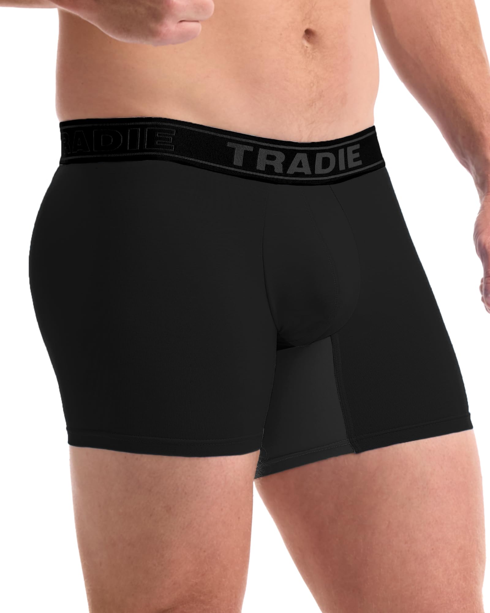 TRADIE Mens Bamboo No Chafe 2.0 Trunk, Black, Medium
