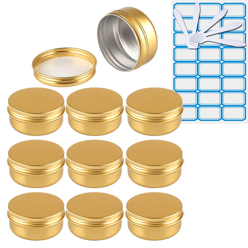 10 Piezas Tarros de Aluminio con tapa Rosca 15ml, Negro Mate Tarros de Aluminio Vacíos Redondo para Contenedor De Cosméticos Cremas Caja de almacenaje con 5 Espátula y 1 Etiqueta — view 10