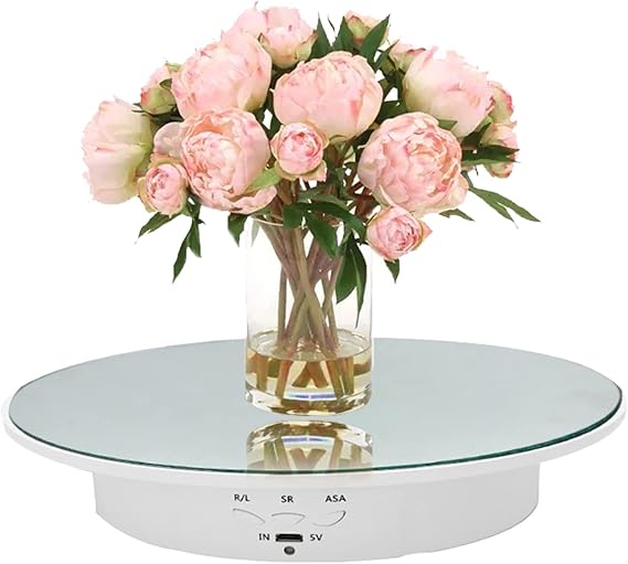 Motorized Rotating Display Stand, 90/180 Degree Electric Rotating Turntable for Photography, 20cm Adjustable Rotating Stand Display Table for Jewelry, Watch, Digital Product--Load 8kg