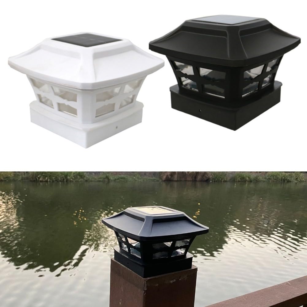 Luces solares para postes de 4 x 4, 5 x 5, 6 x 6 pulgadas, para valla de jardín LED renacentista para iluminación, IP44 resistente a la intemperie, paquete de 4