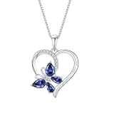 Heart Butterfly Necklace for Women 925 Sterling Silver Birthstone Jewelry Gifts for Her