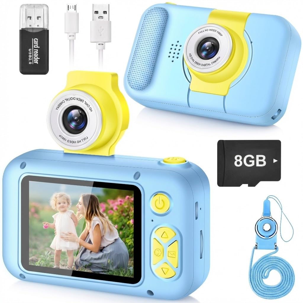 ARNSSIEN Fotocamera Bambini 1080P 2,4" Digitale 180° Flip Len Regalo Bambino 3-12 anni X101