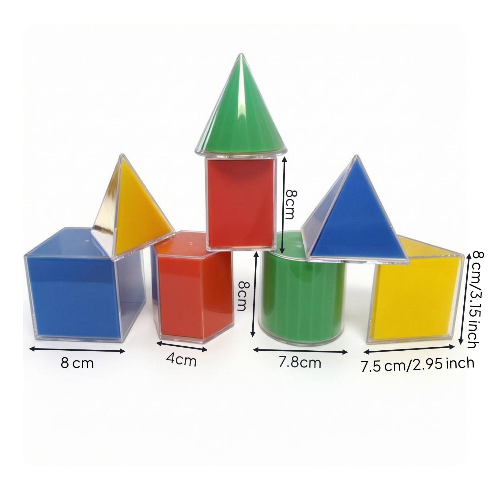 8 Pezzi Solidi Geometrici con Sviluppi Resistente Forme Geometriche Tridimensionali Pratico Set Didattico di Geometria per Insegnanti, Bambini, Scuola