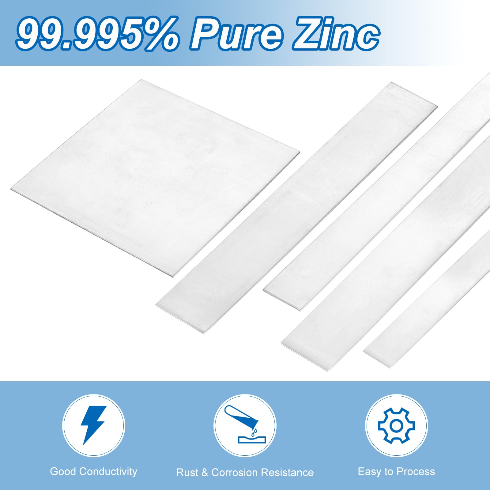 QUARKZMAN 2 arkusze cynkowe, płyta cynkowa o wysokiej czystości 99,995% 0,02 "x1"x6" (0,5x25x150mm) blacha metalowa taśma cynkowa ocynkowana taśma cynkowa do laboratorium naukowego przemysł projekty