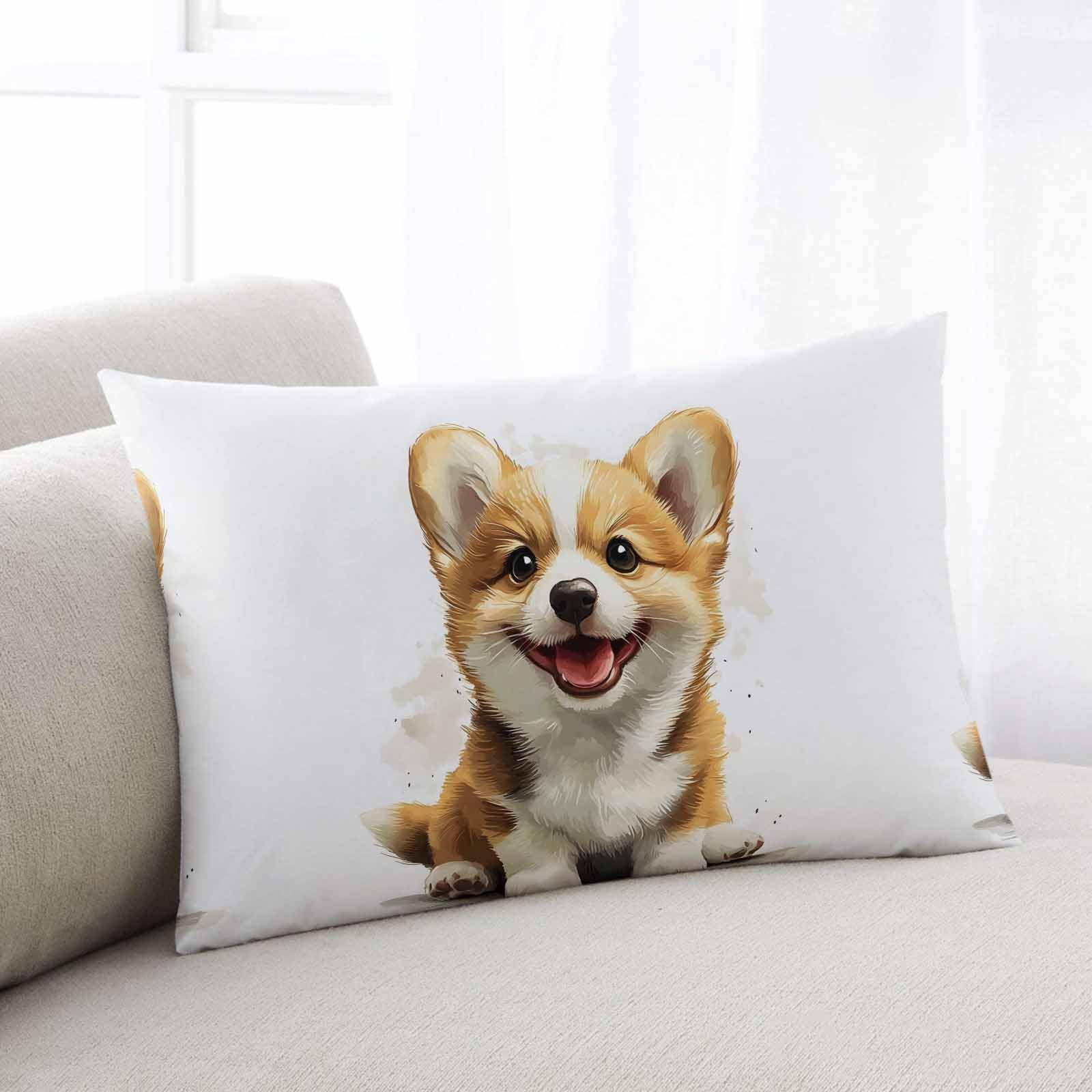 Pillowcase 12x20 Inch Cute Puppy Cartoon Style 3 Soft Brushed Microfiber Pillow Covers with Hidden Zipper Closure Bed Pillow Shams for Bedroom Sofa Car, 1pcs