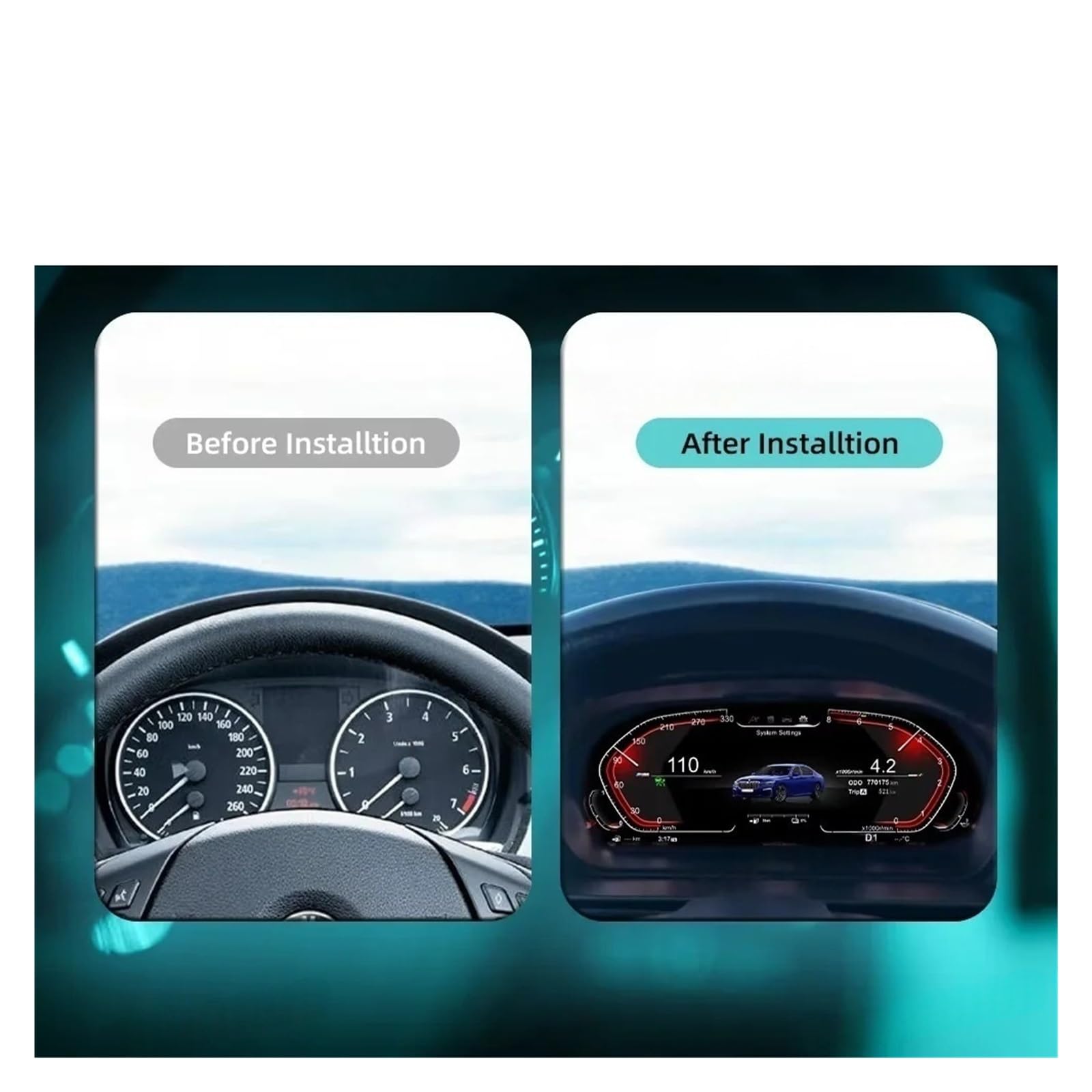 Cruscotto digitale for auto da 11 pollici compatibile con BMW Serie 3 E90 E91 E92 2005-2012 Tachimetro a pannello Quadro strumenti cabina di pilotaggio virtuale