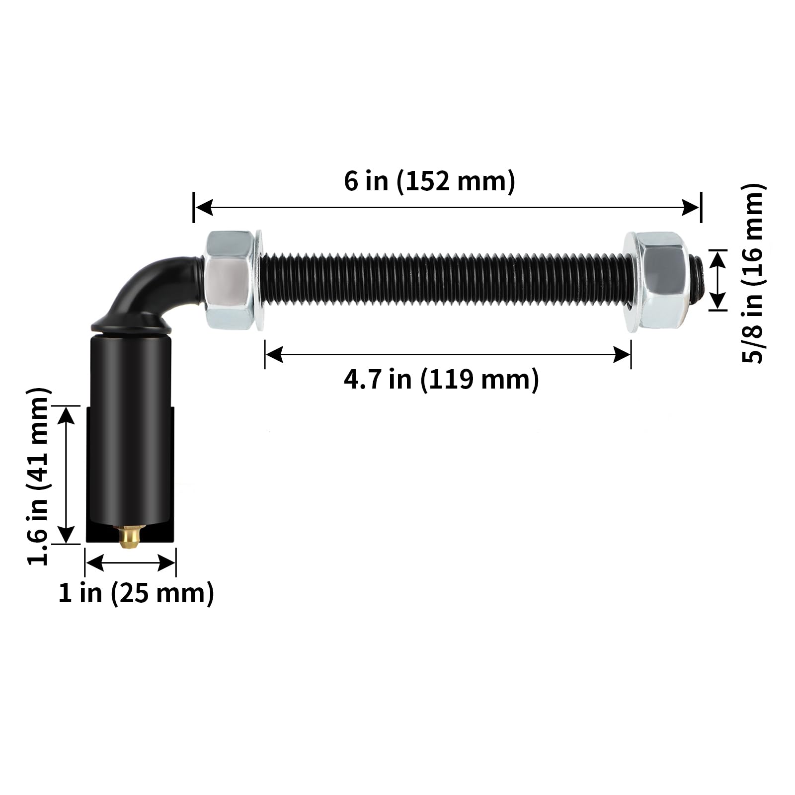 Skelang 16 mm J-Bolt Hinge, Heavy Duty Gate Hinge, Adjustable Barrel Hinge, Pack of 2, Black - Image 3