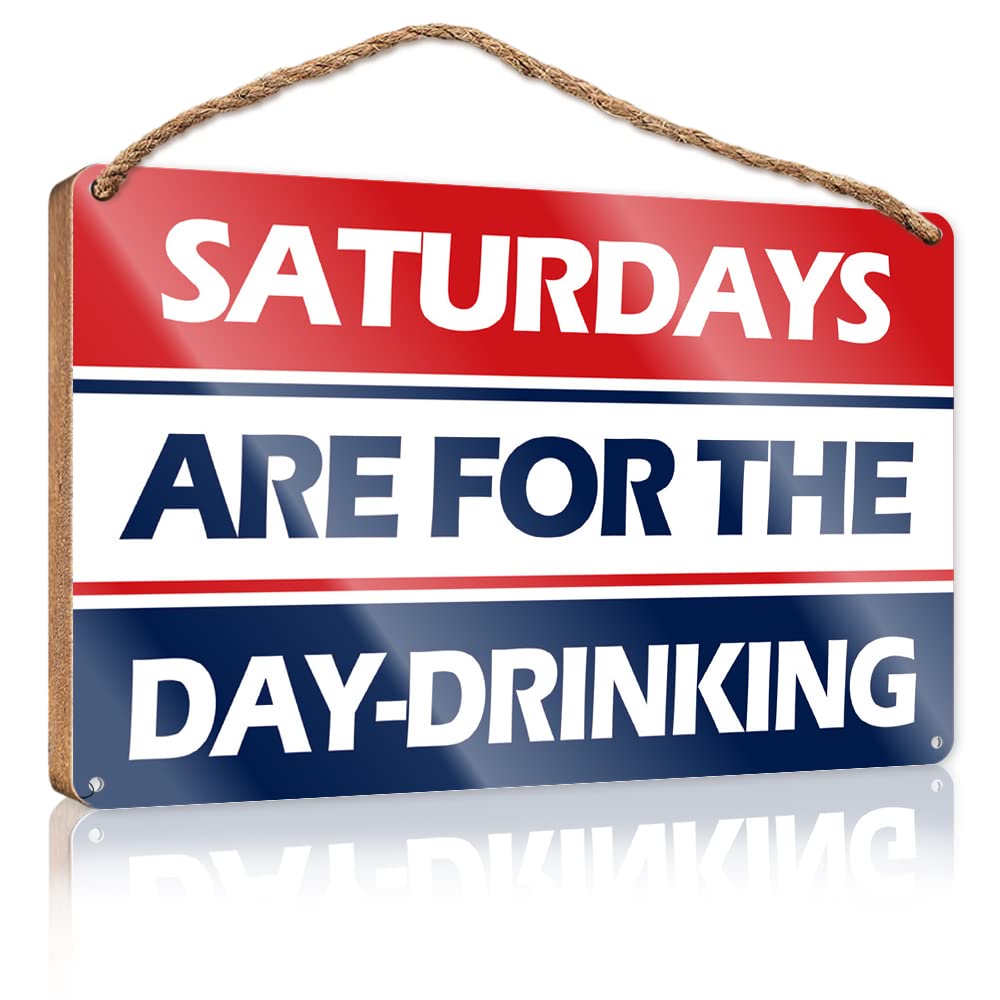 HELIOFORGE Little Man Cave Wood Signs Saturdays Are For The Day-Drinking Wooden Sign(23X35CM)