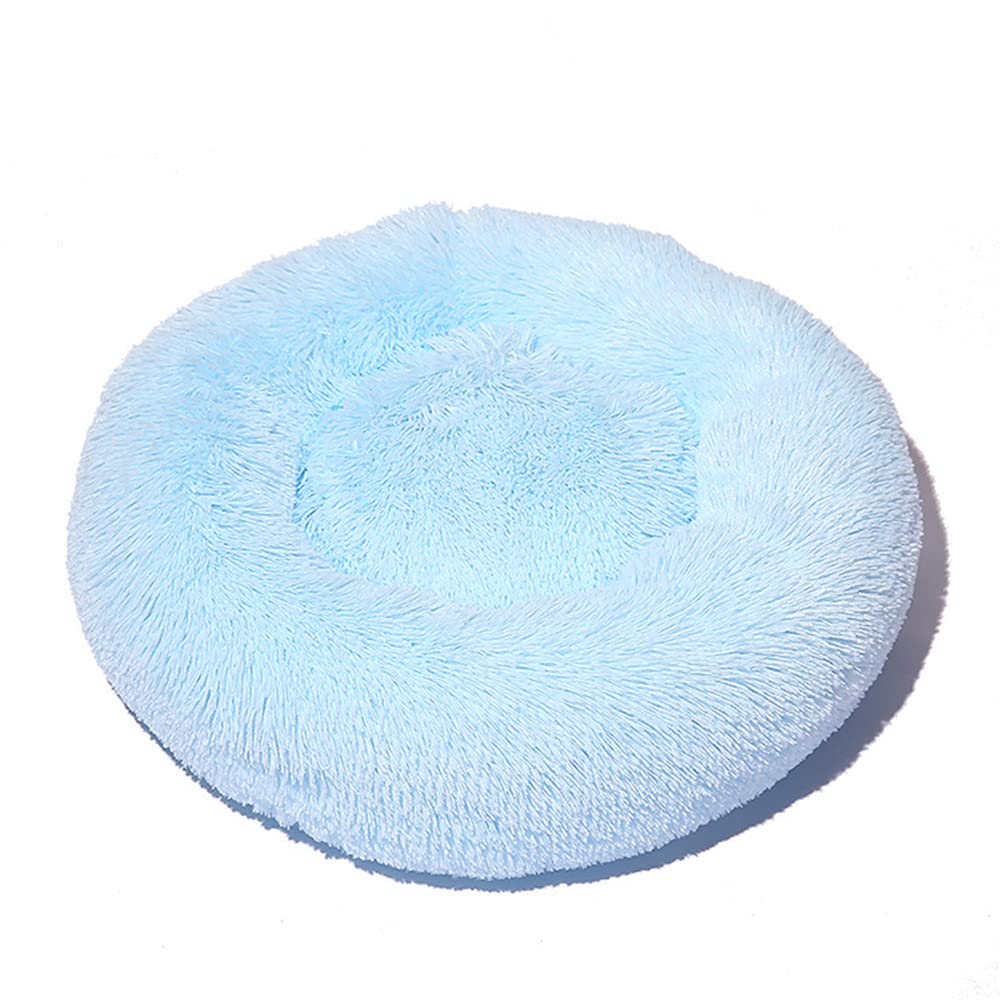 Lukery Dog Cat Donut Bed, Fluffy Plush Puppy Kitten Cuddler Round Bed, Warm and Soft Pet Cosy Anti Anxiety Beds for Small/Medium/Large Dogs (80CM,Sky blue)