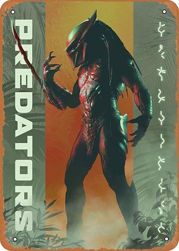AirBnk Póster clásico de película de metal Berserker Predator Predator Fan Art Art Decoración de pared Letrero de estaño, 8 x 12 pulgadas