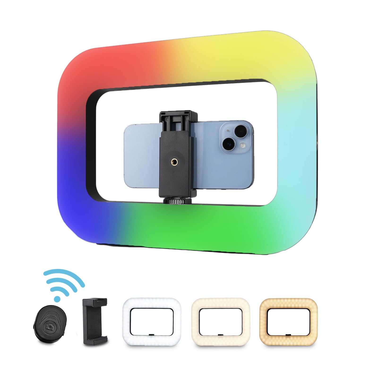 Soporte de video para smartphone con luz RGB, estabilizador de teléfono + 36 efectos especiales, anillo LED de mano con batería integrada de 8000 mAh para cámara, smartphone, YouTube, grabación