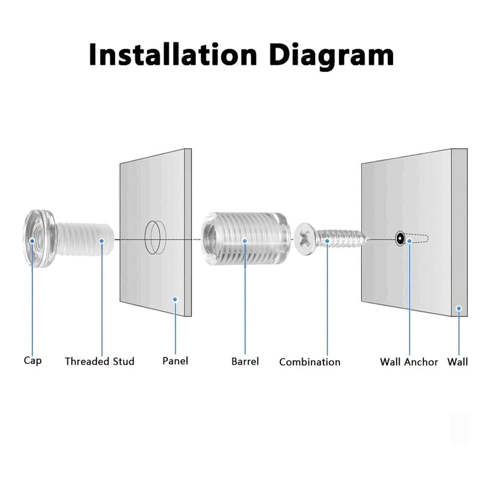 INCREWAY Viti distanziali acriliche 12PCS distanziatori trasparenti segno muro Standoff Hardware di montaggio, chiodo distanziatore in vetro pubblicitario