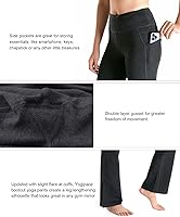 Vista 17 de Yogipace - Pantalones de yoga con bolsillos laterales para mujer, de 25/27/29/31/33/35/37 pulgadas, para descansar y para entrenamiento Negro