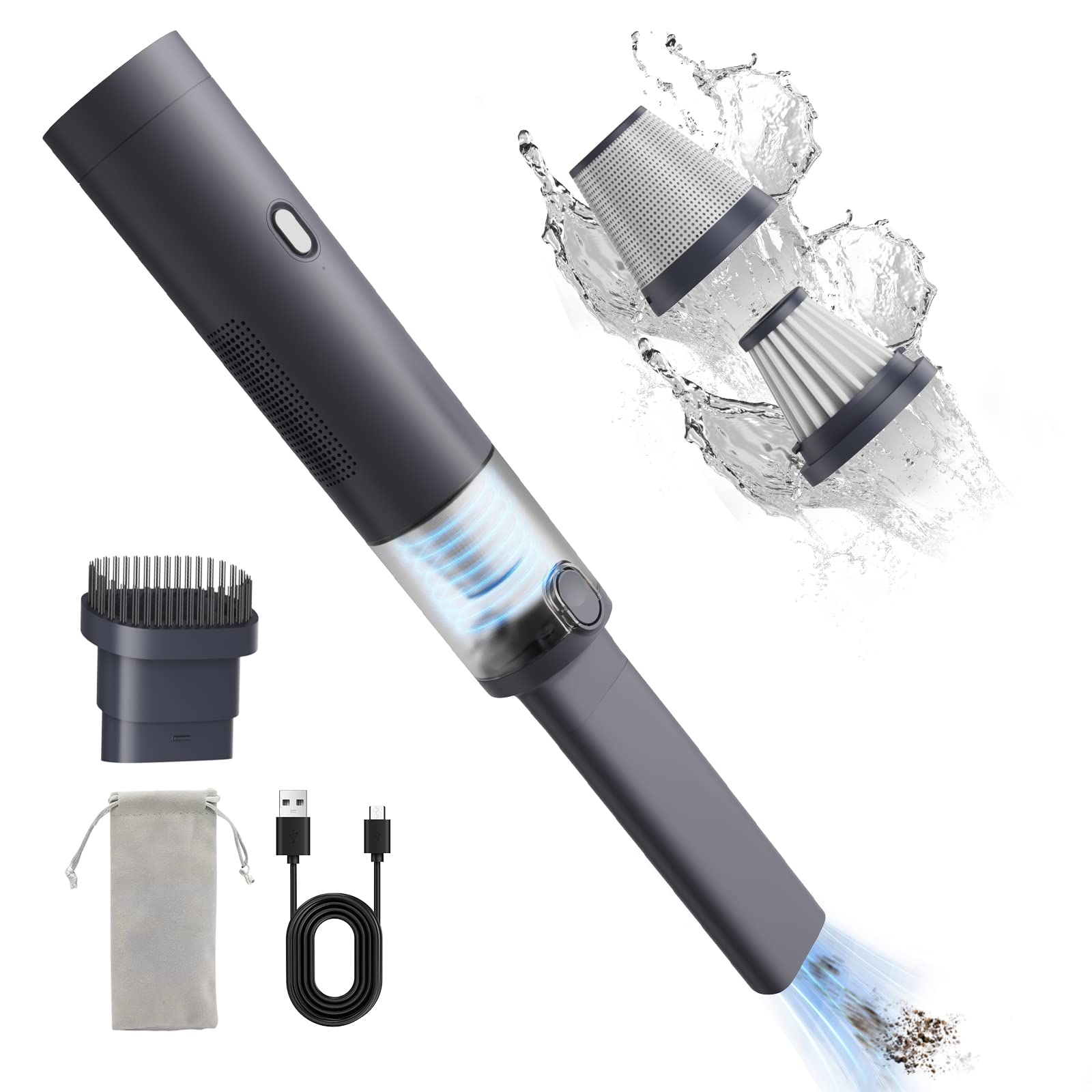 Lydsto H1 Handheld Vacuum Cordless, Car Vacuum Cleanerwith 5000Pa Strong Suction, Hand Vacuum Cordless Rechargeable, Portable Mini Vacuum 1lbs Lightweight for Pet Hair Home and Car Cleaning