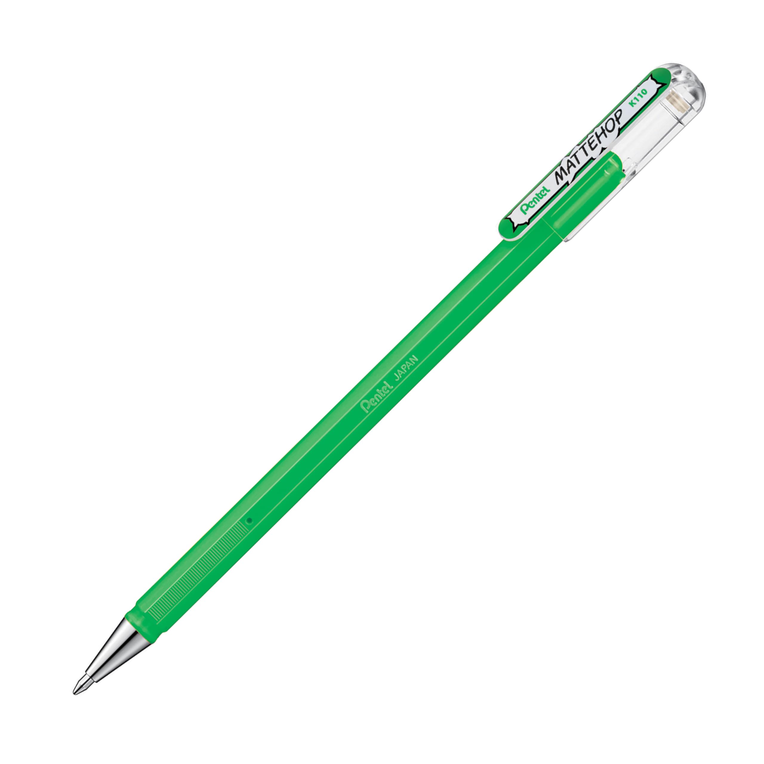 Pentel Mattehop 1.0mm Gel Roller Green - Pack of 12, 1 count (Pack of 12) - Image 3