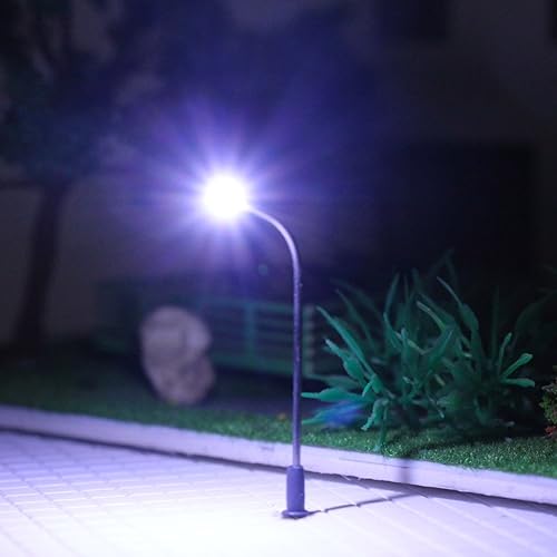 Miniatura 3 de LQS05 10 unids modelo tren ferrocarril lámpara poste 1.4 in o 1.42 pulgadas luz de calle brillante blanco frío N Z escala LED nuevo
