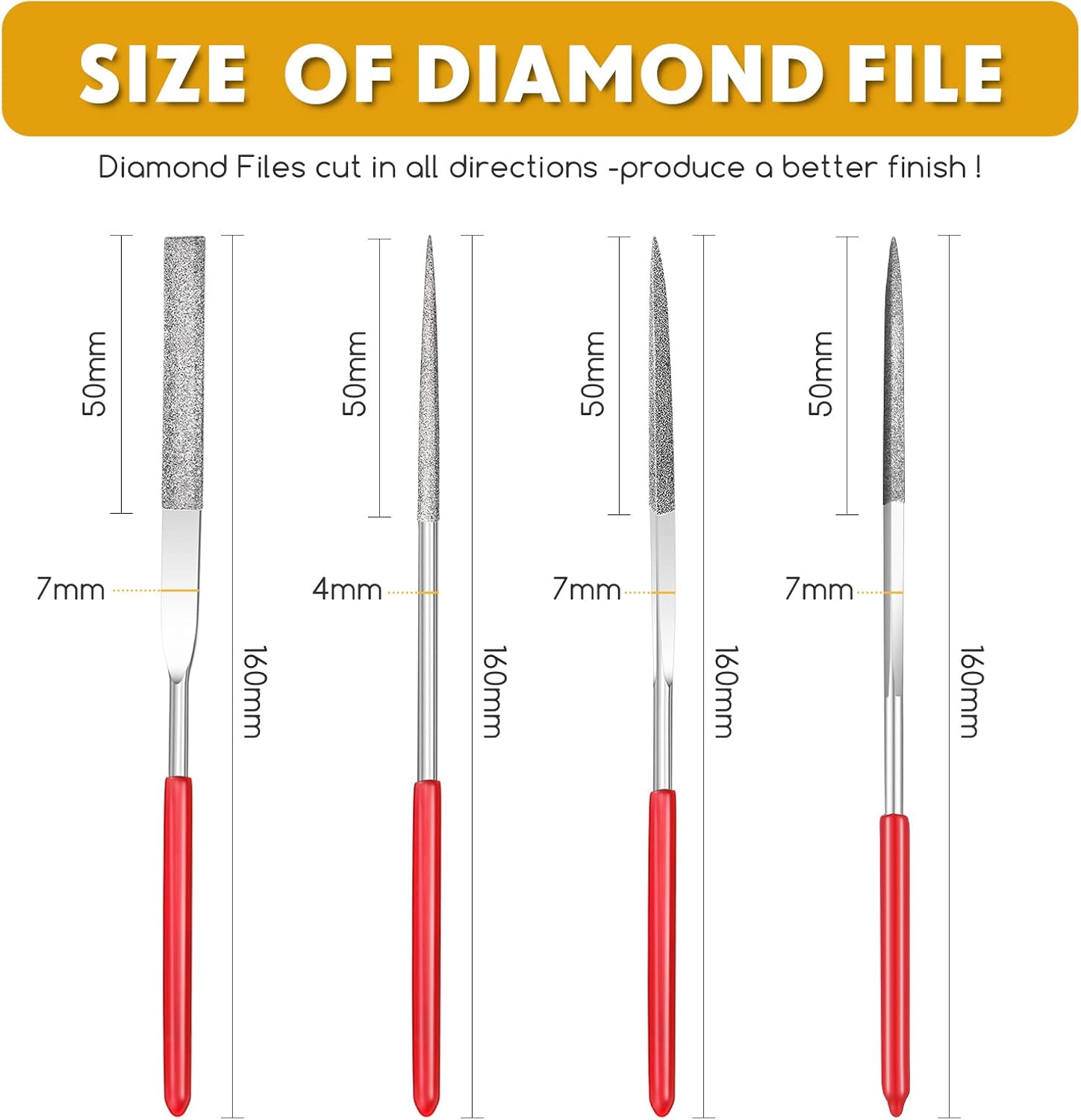 Mudder Miniature and Model Files, Includes Diamond File Set (Round, Flat, Triangular and Square, 12 Piece)