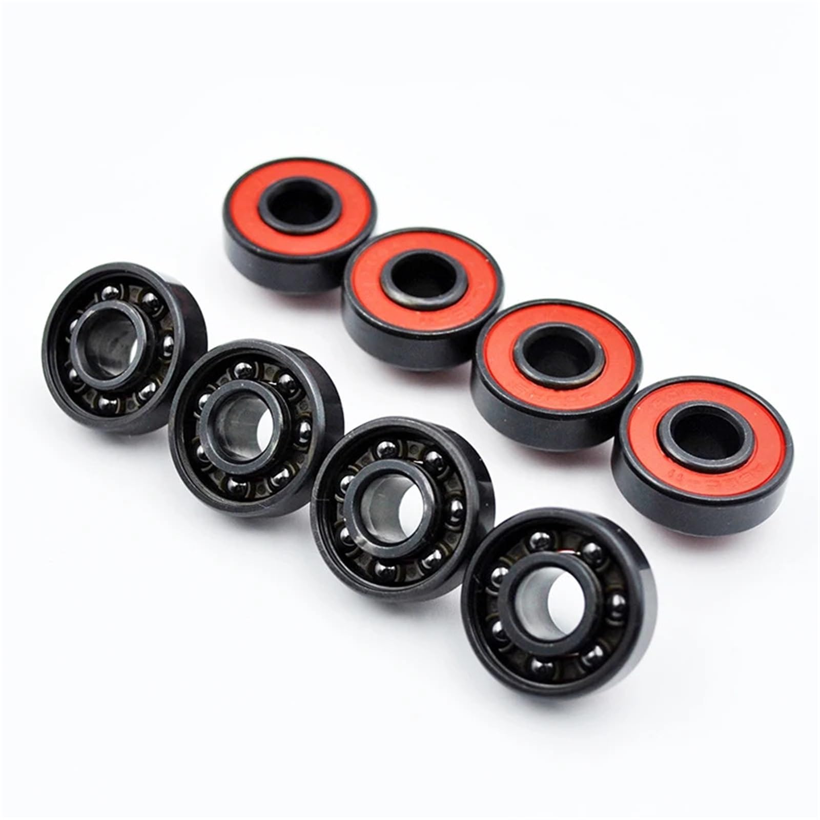 8/16 Pezzi 608 2RS Cuscinetto a Sfere in Ceramica Nera Ibrida 8 * 22 * 7mm Cuscinetti distanziatori integrati for Skateboard Longboard(16Pcs)
