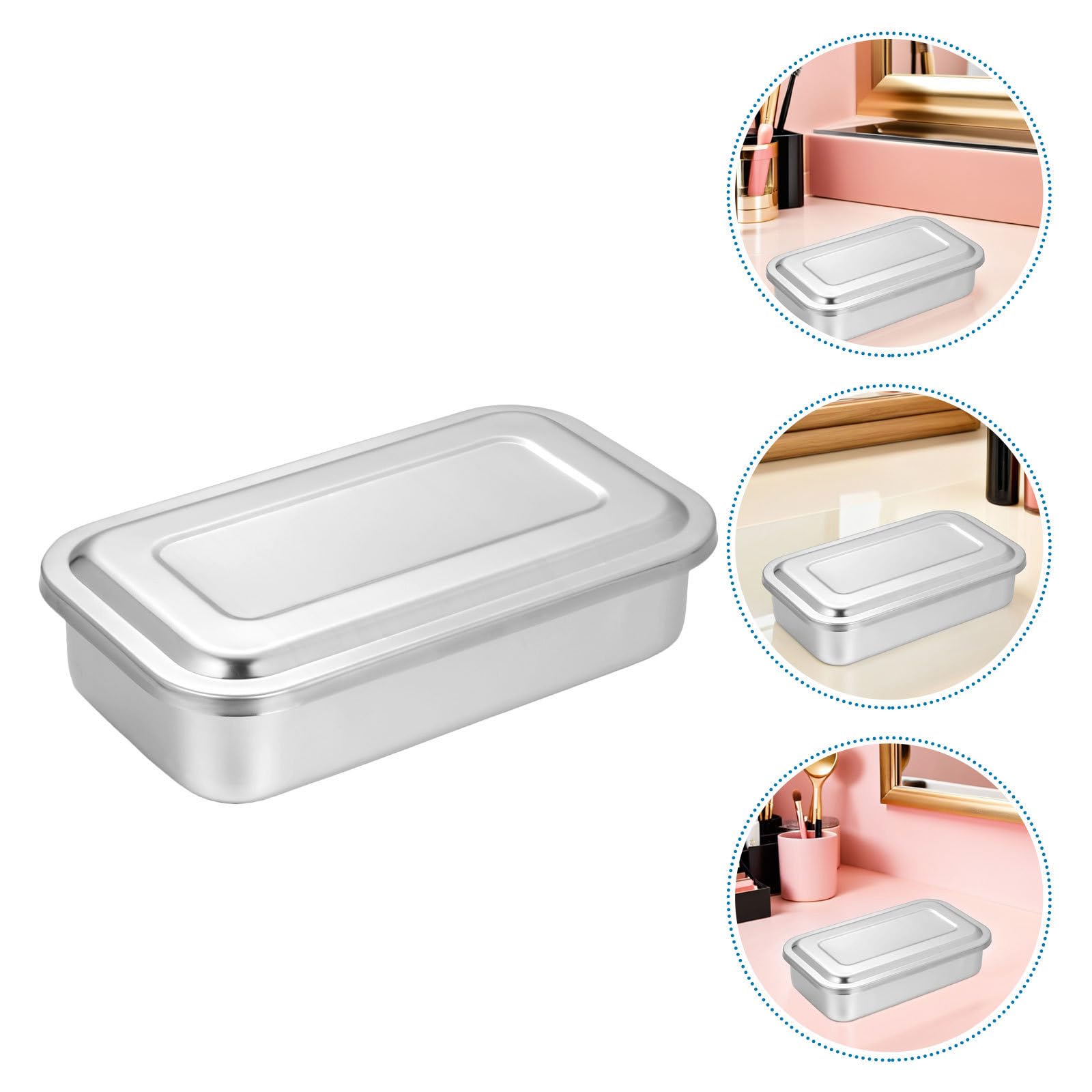 Tofficu 2 Piezas Bandeja de Esterilización de Acero Inoxidable con Tapa para Almacenamiento de Herramientas de Manicura en Entornos Diarios y Laboratorios