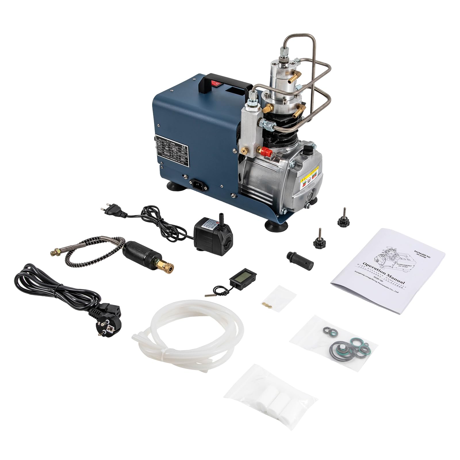 PCP Kompressor, 300Bar 30Mpa 4500Psi Elektrische Hochdruck-Luftkompressorpumpe, 1800W Elektrischer Luftpumpe, zweistufige Komprimierung Hochdruck-Druckluftpumpe