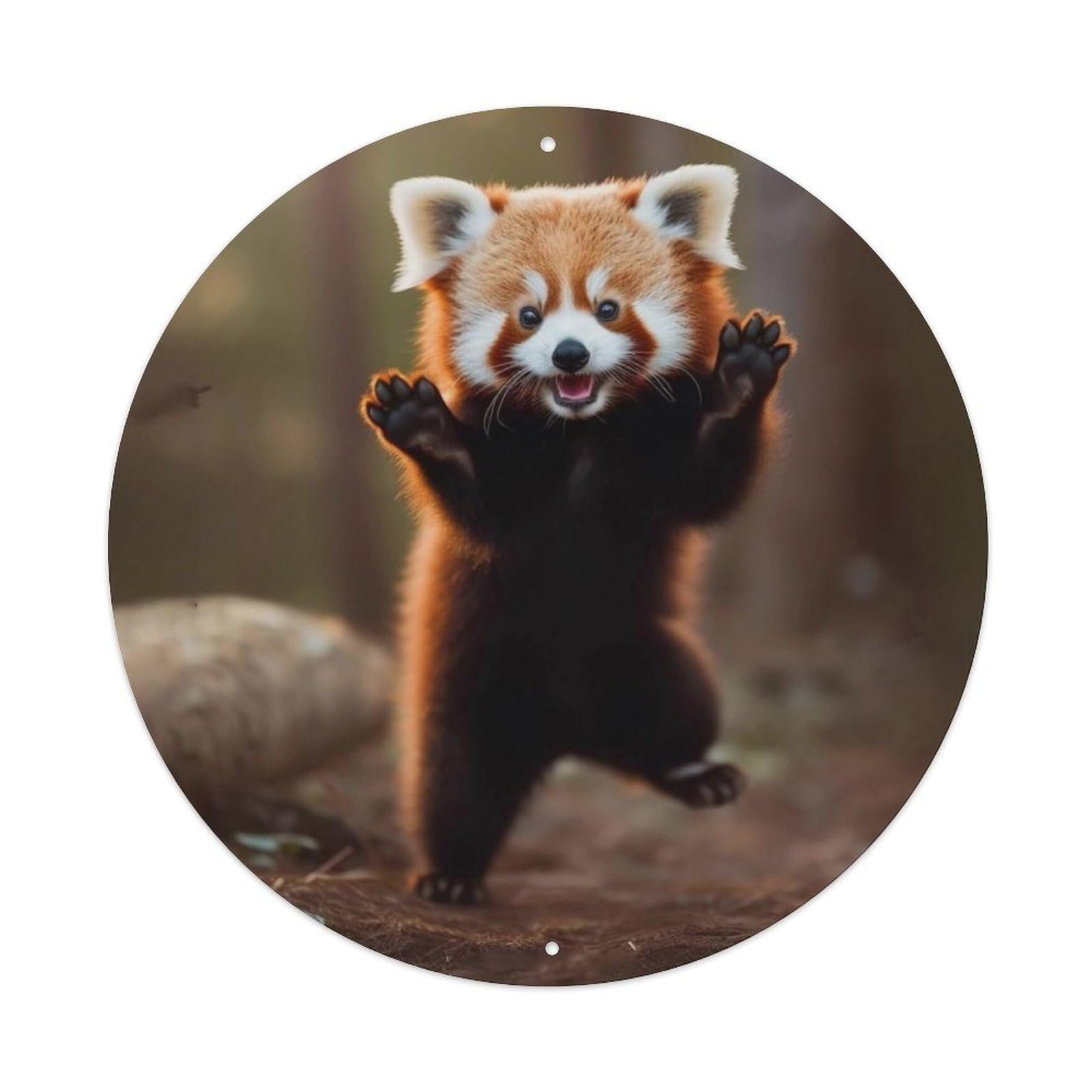 Animal Cute Red Panda Cub Vintage Metal Tin Sign Plaque Wall Decor for Cafe, Club Bar, Office, Garden Metal Poster 8x8Inch