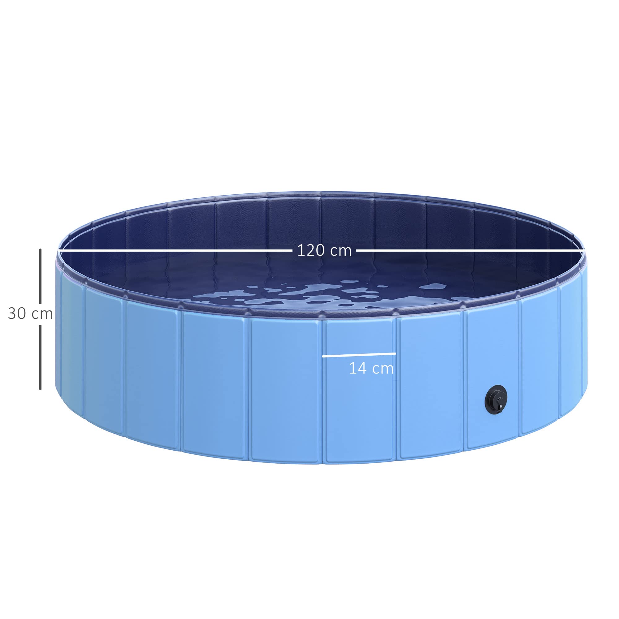 Pawhut Piscina Plegable para Perros Gatos Bañera Portátil para Mascotas PVC Antideslizante Múltiples Usos para Interiores y Exteriores Ø120x30 cm Azul