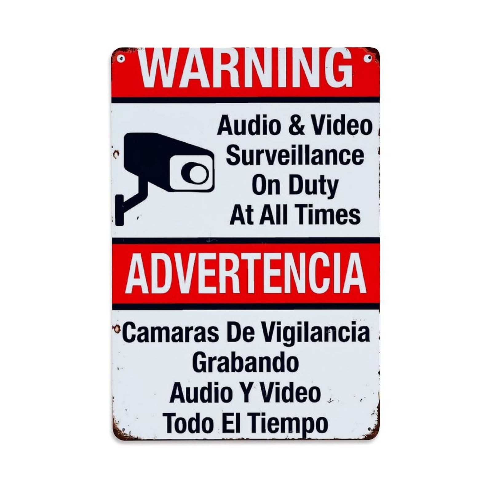 Jdfenggu Vintage Warning Sign Surveillance Camera Alert Retro Metal Tin Sign, Decor Art Poster For Bar, Home, Man Cave, Kitchen, Laundry Room Gift 8X12inch