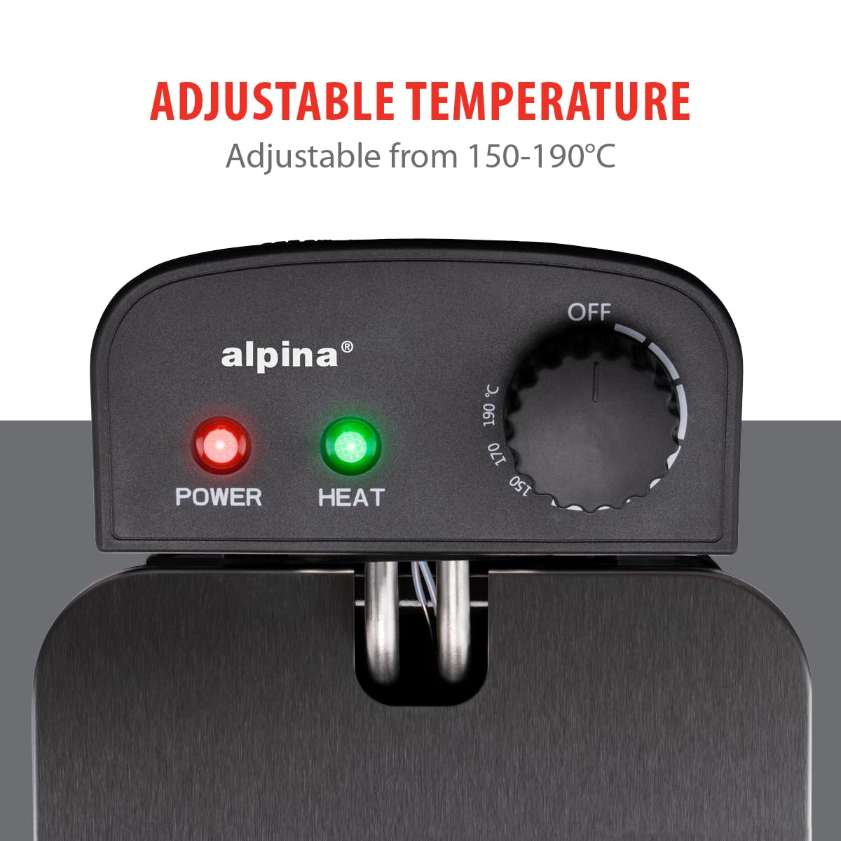alpina Freidora 3 litros - 323 x 205 x 189 mm - 2000 W - Temperatura ajustable - plata