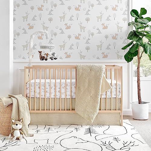 Image of Levtex Baby - Mills Waffle Crib Bed Set - Baby Nursery Set - Taupe - Taupe Textured Waffle - 4 Piece Set Includes Quilt, Fitted Sheet, Dust Ruffle and Rope Basket