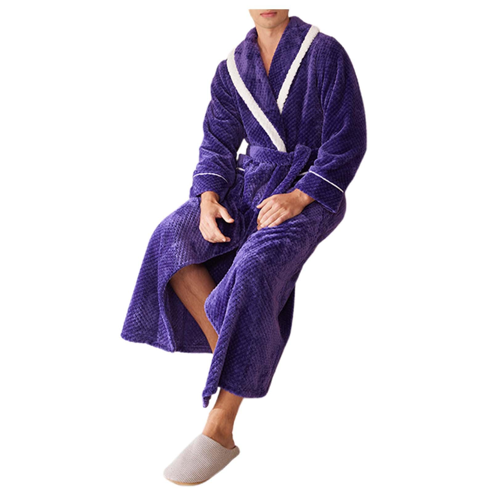 Accappatoio Uomo Spugna, Accappatoio Unisex da Donna E Uomo Accappatoio Cotone Tasche, Cintura E Gancio in Cotone Morbido, Lavabile in Lavatrice Accappatoio da Bagno Uomo Vestaglia Pile Donna