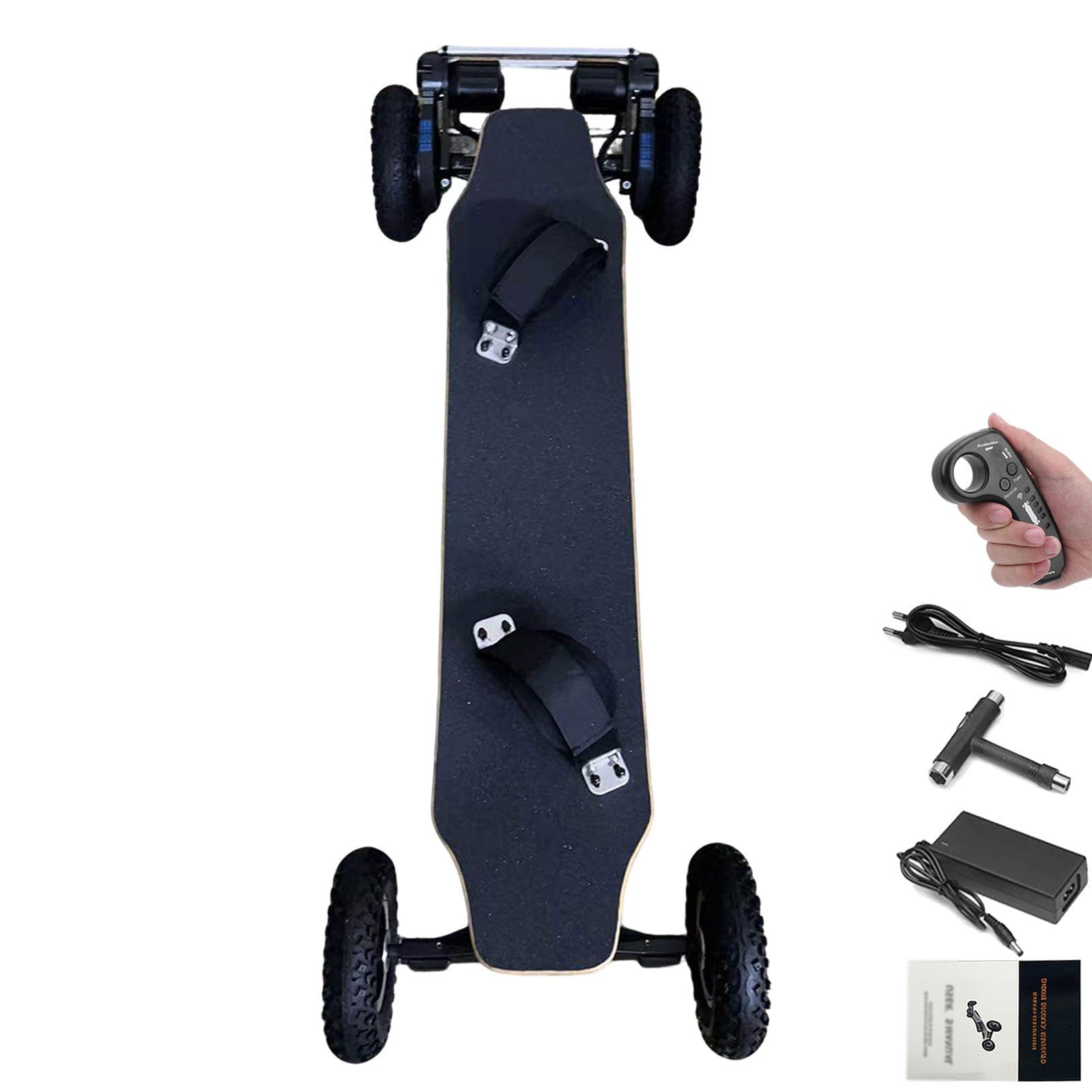 Skateboard électrique Tout Terrain, Longboard électrique, télécommande sans Fil 4 Modes, Frein à Main, Charge Max 120 kg Tous Niveaux Square-Corners