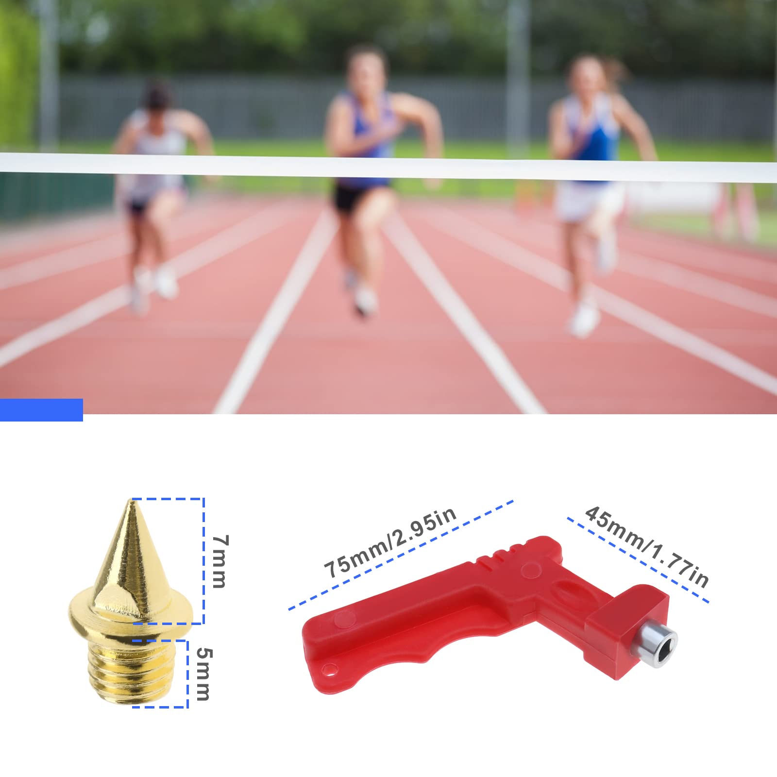 20 Punte Da 6mm In Acciaio Inox Per Scarpe Da Corsa E Atletica - Con Chiave Di Montaggio - Argento - 2