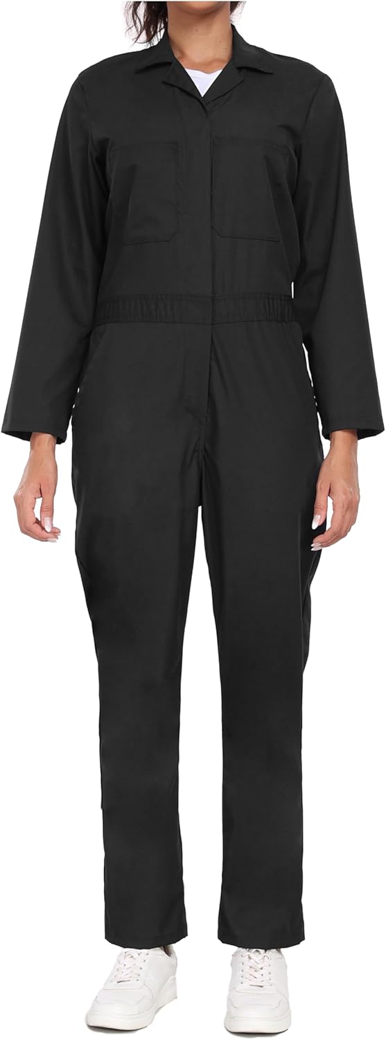 Ubon Women's Lightweight Coverall, Snap-Front Cotton Work Jumpsuit with Multi Pockets