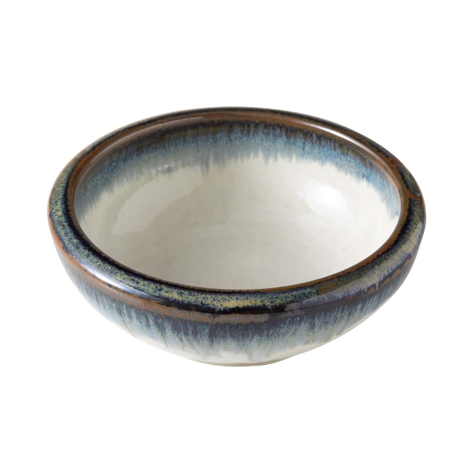 Wazakura Minoyaki Series Small Round Glazed Ikebana Flower Vase Made in Japan, Handpainted Floral Arrangement Pottery Supplies (White and Blue)