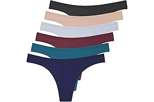 Women's Breathable Cotton Thong Panties Pack of 6 - Silky Soft, Invisible...