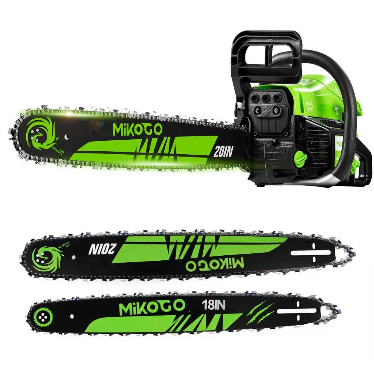 Mikogo Gas Chainsaw 58CC 2-Cycle Engine Gasoline Powered Chainsaw,18 & 22 Inch Gas Powered Chainsaws for Tree Cutting, Firewood, Logging